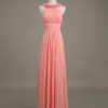 Chiffon Flower Crewneck A Line Long Wedding Party Bridesmaid Dress - Image 11