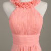 Chiffon Flower Crewneck A Line Long Wedding Party Bridesmaid Dress - Image 13