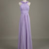 Chiffon Flower Crewneck A Line Long Wedding Party Bridesmaid Dress - Image 15