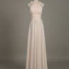 Chiffon Flower Crewneck A Line Long Wedding Party Bridesmaid Dress - Image 7