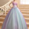 Color Block Floor-Length Beading Ball Quinceanera Dress - Image 3