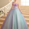 Color Block Floor-Length Beading Ball Quinceanera Dress