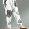 Cotton Wave Point Elastic Waist Side Pockets Trouser Pants - Image 7