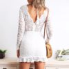 Deep V-neck Backless Ruffle Bodycon Mini Party Dress - Image 6