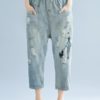 Drop Crotch Holes Loose Casual Jeans Capris