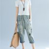 Drop Crotch Holes Loose Casual Jeans Capris - Image 3