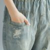 Drop Crotch Holes Loose Casual Jeans Capris - Image 9