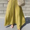 Elastic Waist Cotton Loose Wide Leg Pants with Pockets - Image 4