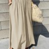 Elastic Waist Cotton Loose Wide Leg Pants with Pockets