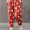 Elastic Waist Polka Dot Side Pockets Harem Pants
