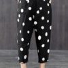 Elastic Waist Polka Dot Side Pockets Harem Pants - Image 10