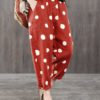 Elastic Waist Polka Dot Side Pockets Harem Pants - Image 2