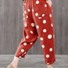 Elastic Waist Polka Dot Side Pockets Harem Pants - Image 3