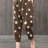 Elastic Waist Polka Dot Side Pockets Harem Pants - Image 4