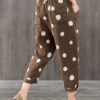 Elastic Waist Polka Dot Side Pockets Harem Pants - Image 6