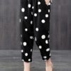 Elastic Waist Polka Dot Side Pockets Harem Pants - Image 8