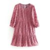 Elegant Flowers Embroidery A Line Pleated Mini Dress - Image 2