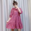 Elegant Flowers Embroidery A Line Pleated Mini Dress