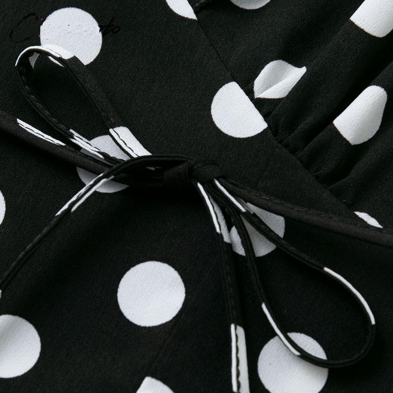 Fashion V Neck Polka Dot Casual High Waist Ruffle Party Dress - Image 10