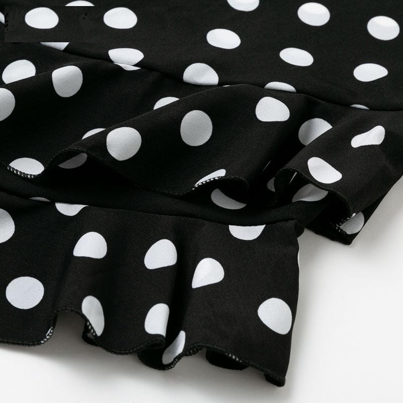 Fashion V Neck Polka Dot Casual High Waist Ruffle Party Dress - Image 11