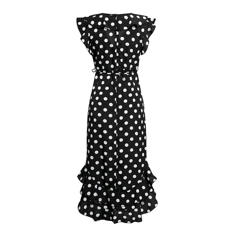 Fashion V Neck Polka Dot Casual High Waist Ruffle Party Dress - Image 7