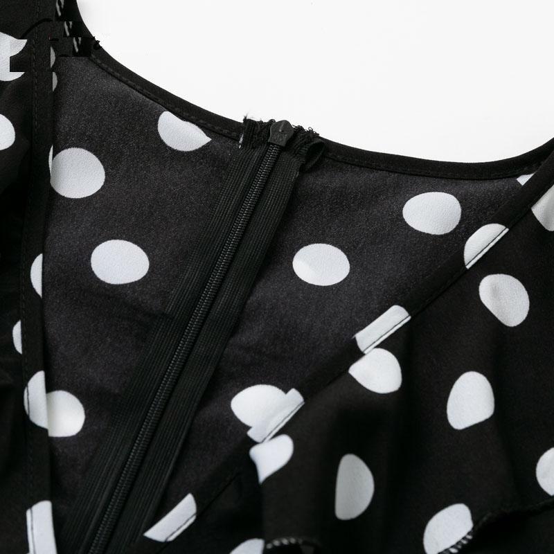 Fashion V Neck Polka Dot Casual High Waist Ruffle Party Dress - Image 8