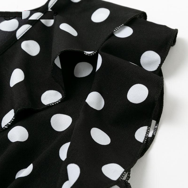 Fashion V Neck Polka Dot Casual High Waist Ruffle Party Dress - Image 9