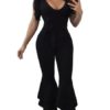 Flared Leg Jumpsuit Layered Ruffle One Piece Outfit