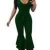 Flared Leg Jumpsuit Layered Ruffle One Piece Outfit - Image 4