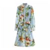 Elegant Floral Print Turn Down Collar Shirt Dress - Image 2