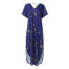 Floral Print V Neck Short Sleeves Casual Loose Long Maxi Dress - Image 4