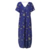 Floral Print V Neck Short Sleeves Casual Loose Long Maxi Dress - Image 5
