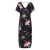 Floral Print V Neck Short Sleeves Casual Loose Long Maxi Dress - Image 7