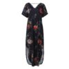 Floral Print V Neck Short Sleeves Casual Loose Long Maxi Dress - Image 8
