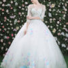 Flowers Embroidered Beading Half Sleeve Keyhole Floor Length Princesses Pageant Dress - Image 4