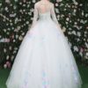 Flowers Embroidered Beading Half Sleeve Keyhole Floor Length Princesses Pageant Dress - Image 8