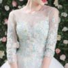 Flowers Embroidered Beading Half Sleeve Keyhole Floor Length Princesses Pageant Dress - Image 9