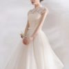 Cap Sleeve Bow Sash Illusion Organza Cocktail Dress - Image 3