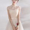 Cap Sleeve Bow Sash Illusion Organza Cocktail Dress - Image 4