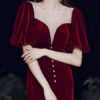 Jewel Neck Mermaid Half Sleeves Buttons Pageant Dresses - Image 2