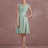 Knee Length Pleated Homecoming V Neck Sleeveless A Line Cocktail Bridesmaid Dress - Image 2