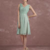 Knee Length Pleated Homecoming V Neck Sleeveless A Line Cocktail Bridesmaid Dress - Image 3