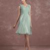 Knee Length Pleated Homecoming V Neck Sleeveless A Line Cocktail Bridesmaid Dress - Image 5