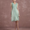 Knee Length Pleated Homecoming V Neck Sleeveless A Line Cocktail Bridesmaid Dress - Image 6