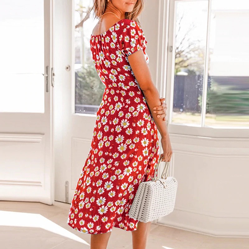 Lace up Boho Ruffles Casual Split Feminino Beach Dress - Image 4