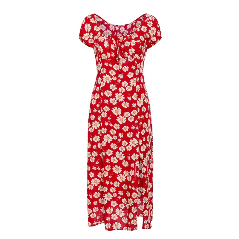 Lace up Boho Ruffles Casual Split Feminino Beach Dress - Image 6