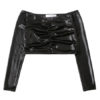 Leather Like Sexy Top Ruched Going Out Tops - Image 6