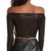 Leather Like Sexy Top Ruched Going Out Tops - Image 7