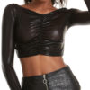 Leather Like Sexy Top Ruched Going Out Tops