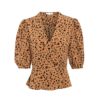 Leopard Print Ruffles Vintage Puff Sleeve Casual Shirt - Image 4